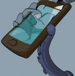 Octopus holding mobile phone